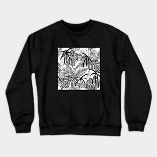 Tropical leaves black and white drawing Crewneck Sweatshirt